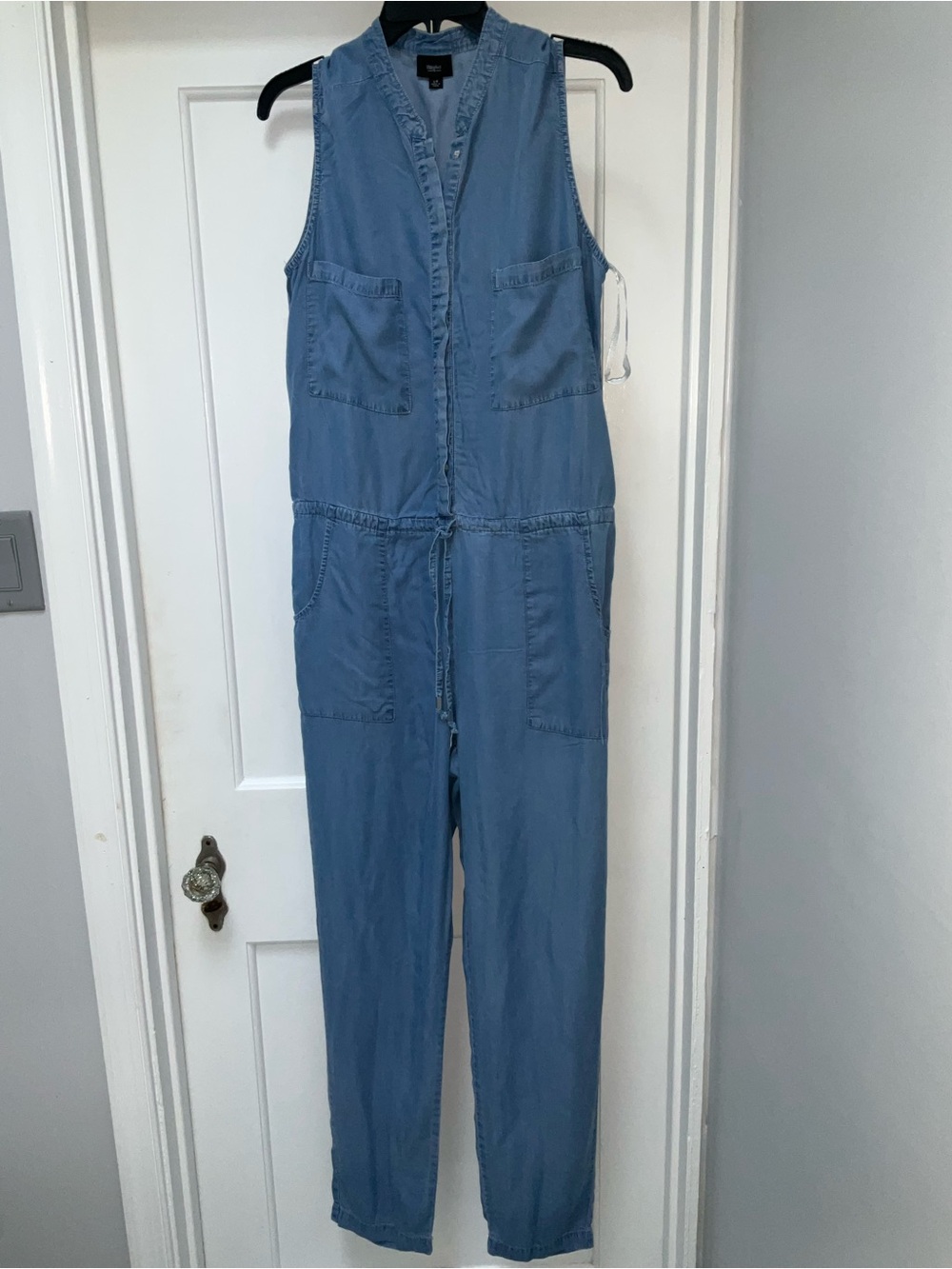 Mossimo Supply Co. Light Blue Sleeveless Denim Jumpsuit Overalls